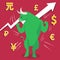 Green bull market presents uptrend stock market concept