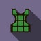 Green bulletproof vest icon, flat style