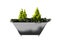 Green bush in metal pot with legs for urban landscaping 3d render on white background no shadow