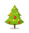 Green Bushy Christmas Tree Icon Decorated by Star