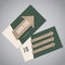 Green business card with arrow ribbons