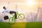 The green bycycle in environmentally friendly transportation concept