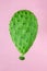 Green cactus balloon on bright pink background.