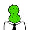 Green cactus head businessman hand drawn illustration