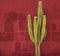Green Cactus over red wall, Santa Catalina Monastery, Arequipa