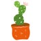 Green cactus in terracotta pot vector illustration