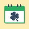 Green calendar with clover leaf, luck concept
