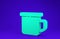 Green Camping metal mug icon isolated on blue background.  3d illustration 3D render