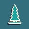 Green Canadian spruce icon isolated on green background. Forest spruce. Long shadow style. Vector