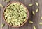 Green cardamom ayurveda plant spice in a wooden