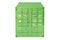 Green cargo container, front view. 3D rendering