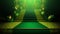 Green Carpet Bollywood Stage, Green Steps Spot Light Backdrop of the Golden Regal Awards. Generative ai