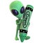 Green Cartoon Alien Holding a Huge Crayon