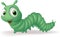 Green cartoon caterpillar on a white background