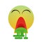 Green Cartoon Face Sick Feeling Bad People Emotion Icon