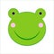 Green cartoon frog muzzle. Funny cartoon character. Smile face. Vector illustration.