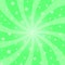 Green Cartoon Swirl Design. Vortex Starburst Spiral Twirl Square. Helix Rotation Rays. Swirling Radial Starry Pattern