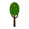 Green cartoon tree. Deciduous tree. Isolated object for design.