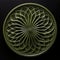 Green Ceramic Circular Floral Wall Hanging With Hypnotic Symmetry