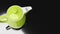 Green ceramic coffee pot with fault imperfections