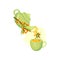 Green ceramic teapot and mug with sea buckthorn tea. Vector illustration on white background.