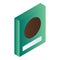 Green cereals box icon, isometric style