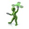 Green character with fidget spinner