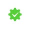 Green check mark in gear icon