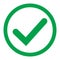 Green check mark vector icon, approved ok symbol