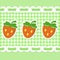 Green checked pattern with strawberry