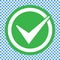 Green checklist icon in circle, chec mark icon vector