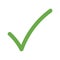 Green checkmark icon. Tick of positive approval and agreement