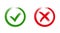 Green checkmark OK and red X icons,