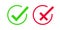 Green checkmark and red cross icon. symbol of approved and reject.