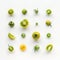 Green cherry tomato pattern on a white background