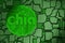 Green chia coin on hard surface motherboard background. Chia eco crypto currency, 3D rendering