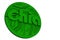 Green chia coin isolated on white background. Chia eco crypto currency, 3D rendering