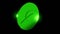 Green chia coin rotating on black background. Chia eco crypto currency, 3D rendering. Lopped animation