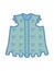 green children's blouse with short sleeves, frills and hearts buttons for a girl, freehand vector illustration isolated