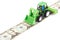 Green children\'s tractor toy, isolated