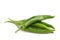 Green chilli pepper isolated on white background.