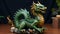 Green chinese dragon, Sign of Chinese New Year 2024. Mythological creature