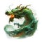 Green Chinese dragon on a white background