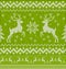 Green Christmas knit with deers seamless pattern