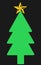 A green Christmas tree outline shape with star topper against a black backdrop
