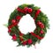 Green christmas wreath with red decorations