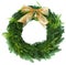 Green christmas wreath woth golden bow