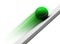 Green chrome ball rolling upwards 3d