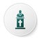 Green Church pastor preaching icon isolated on white background. White circle button. Vector Illustration