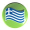 Green circle push button Greek flag - 3D rendering illustration